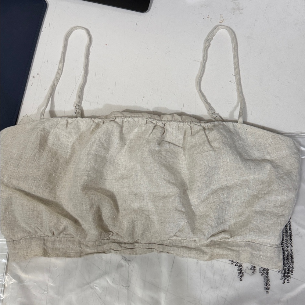 Leyden 100% Linen Cami Crop Top NWOT Size M - Picture 4 of 9